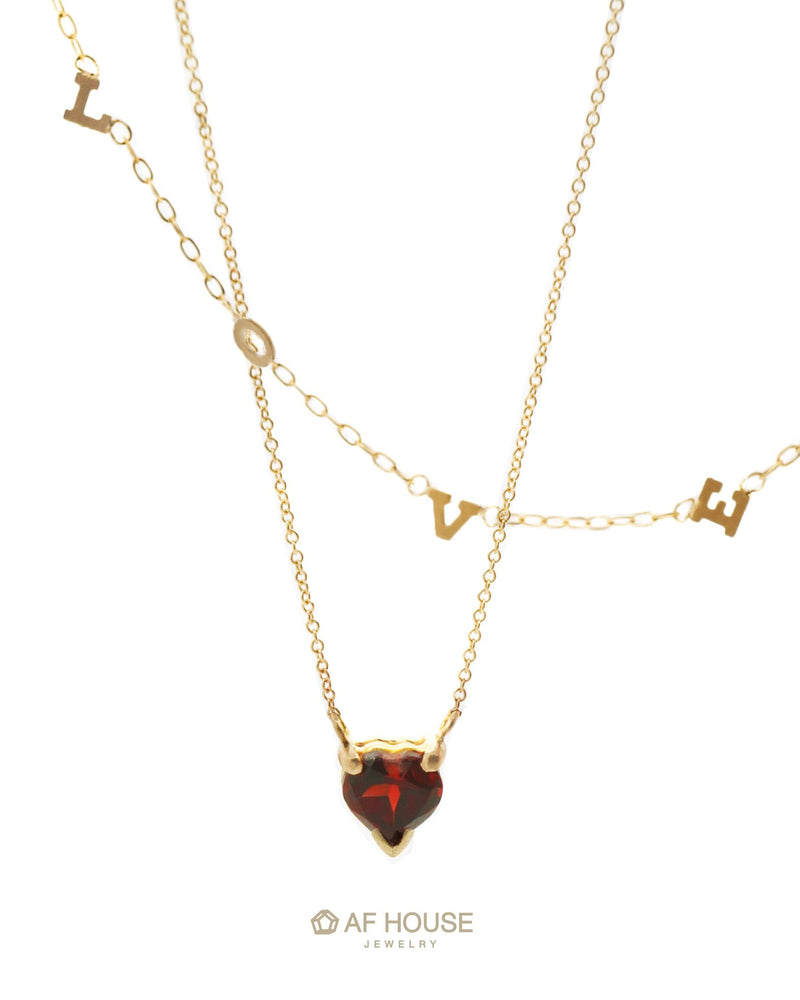 Garnet Heart Necklace