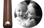 Elephant necklace and mother with young child minimalist animal jewelery everyday jewelry