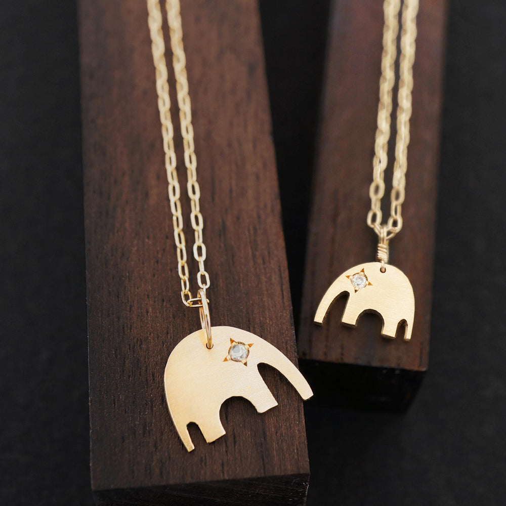 Elephant-Mother-Daughter-Necklace-Set-Gold-Diamond-Eye | AF HOUSE