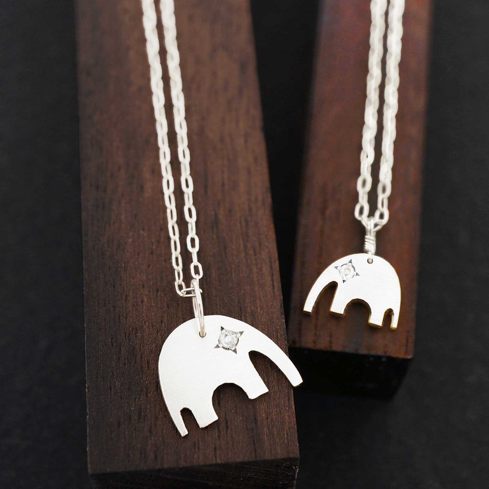 Elephant Mother Daughter Necklaces Set