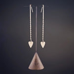 Skinny Heart Drop Chain Earrings