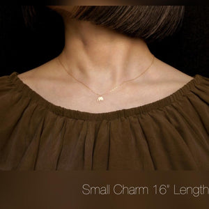 Minimalistische olifant ketting met optionele Diamond Ons, massief goud of zilver