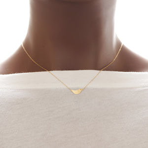 Minimalistische vogelkettingen, massief goud of zilver - bevestigd aan ketting