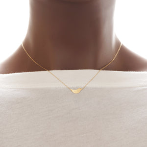 Minimalist Bird Necklaces with Optional Diamond Ons, Solid Gold or Silver - Floating