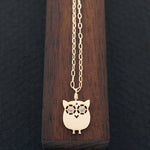 Baby owl necklace with diamonds in both eyes in solid gold  |AF HOUSE