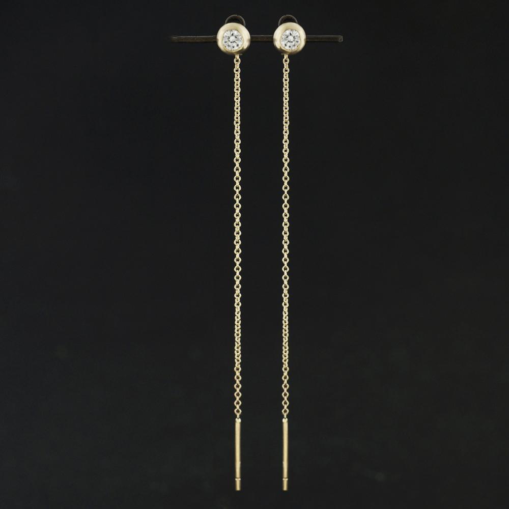 Diamond Disc Drop Chain Earrings