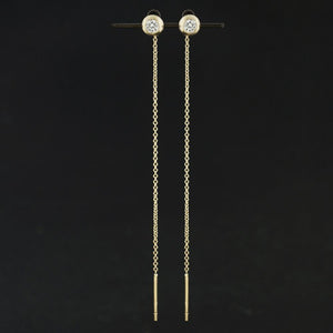 Diamond Disc Drop Chain Earrings