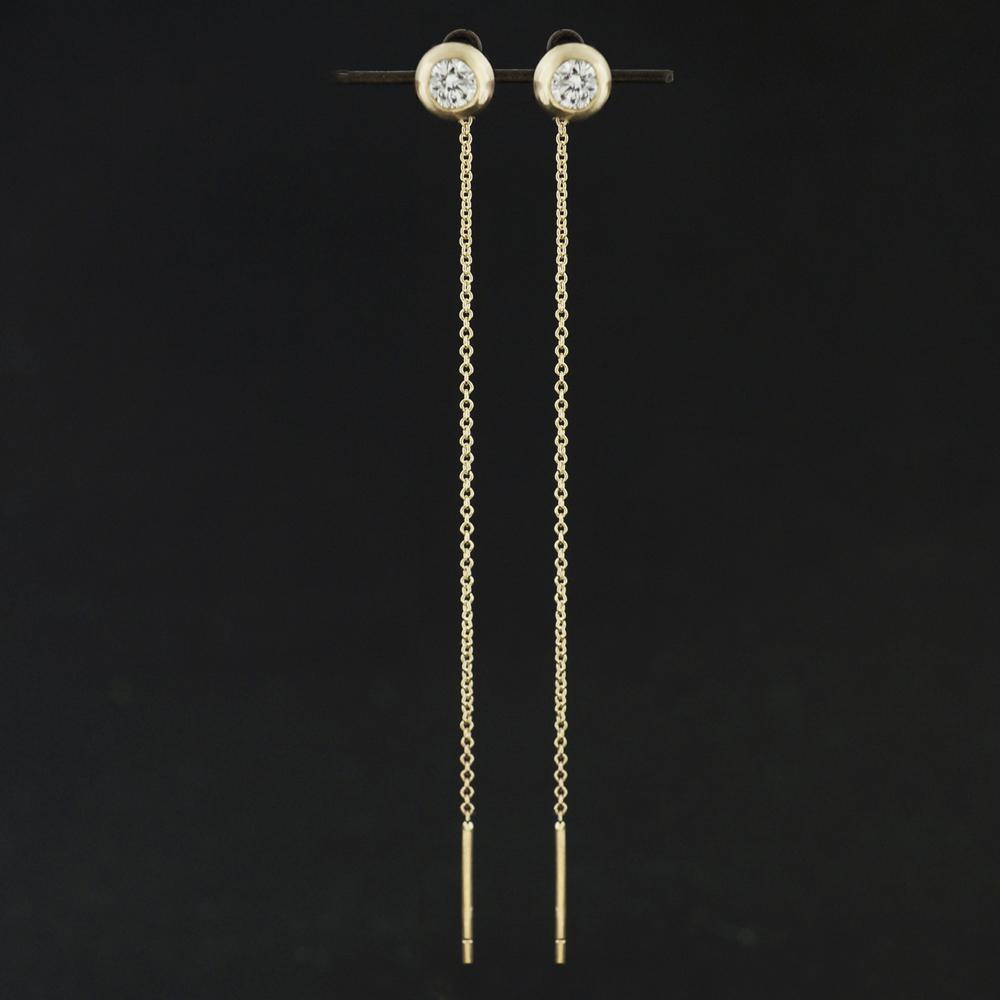 Diamond Disc Drop Chain Earrings