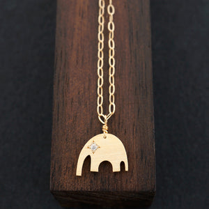 Minimalist Elephant Necklace with Optional Diamond Ons, Solid Gold or Silver