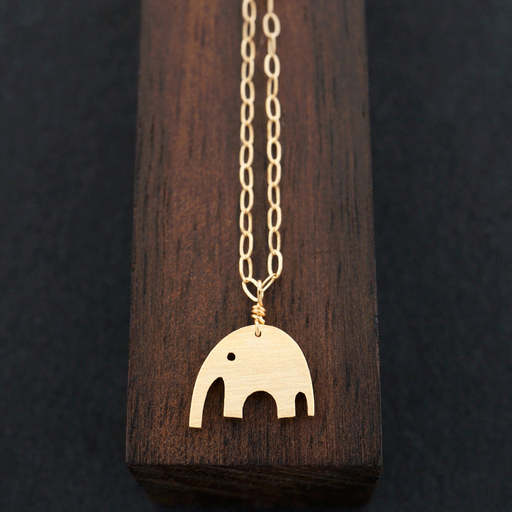 Minimalist Elephant Necklace with Optional Diamond Ons, Solid Gold or Silver