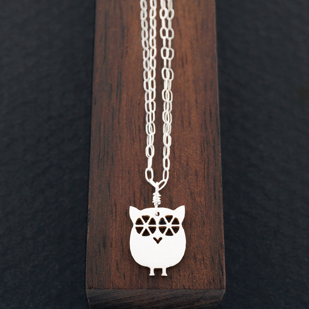 Baby Owl Necklace -Silver