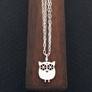 Baby Owl Necklace -Silver