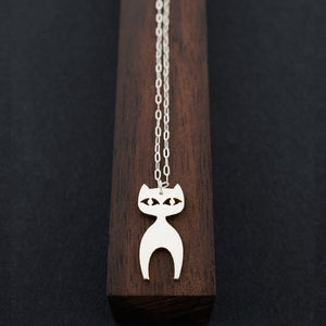 Standing Cat Necklace-Silver