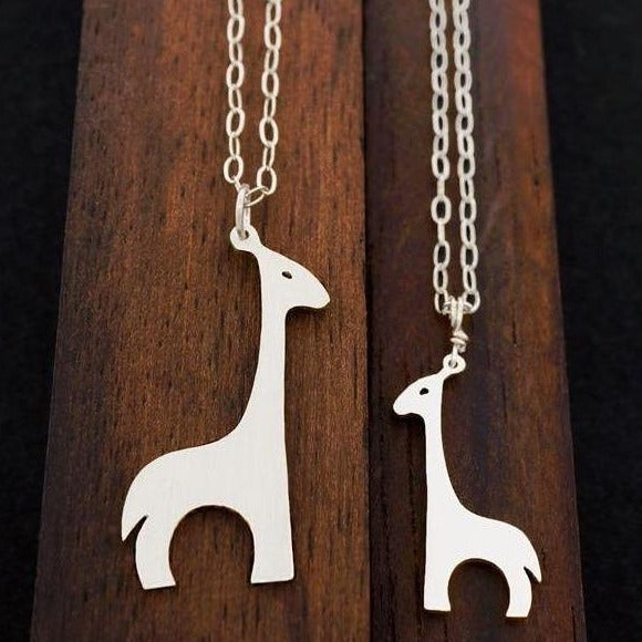 Giraffe Necklace -Silver Minimalist Animal Jewelry - Main Image