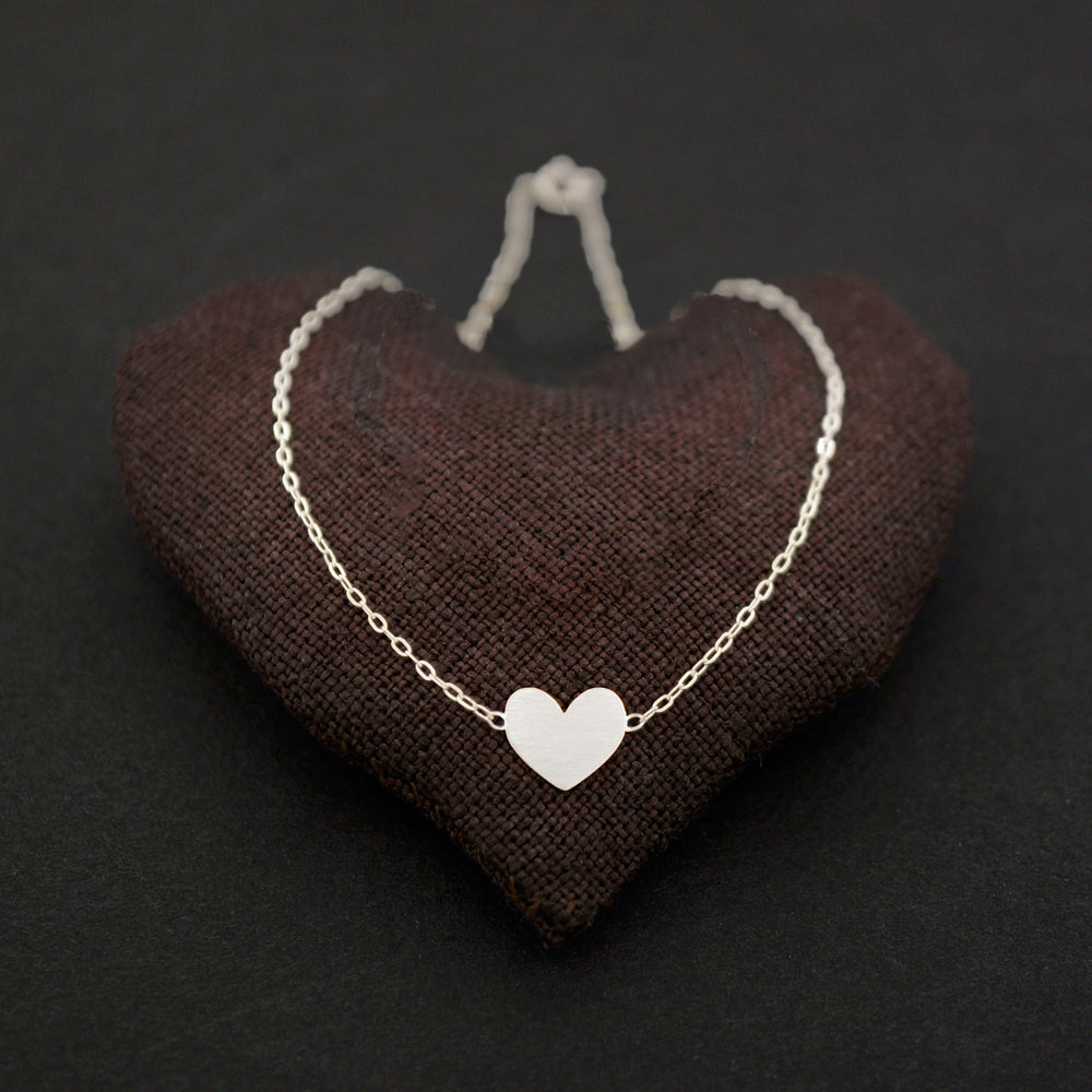 Wide Heart Necklace-Silver