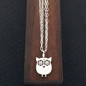 Baby Owl Necklace -Silver