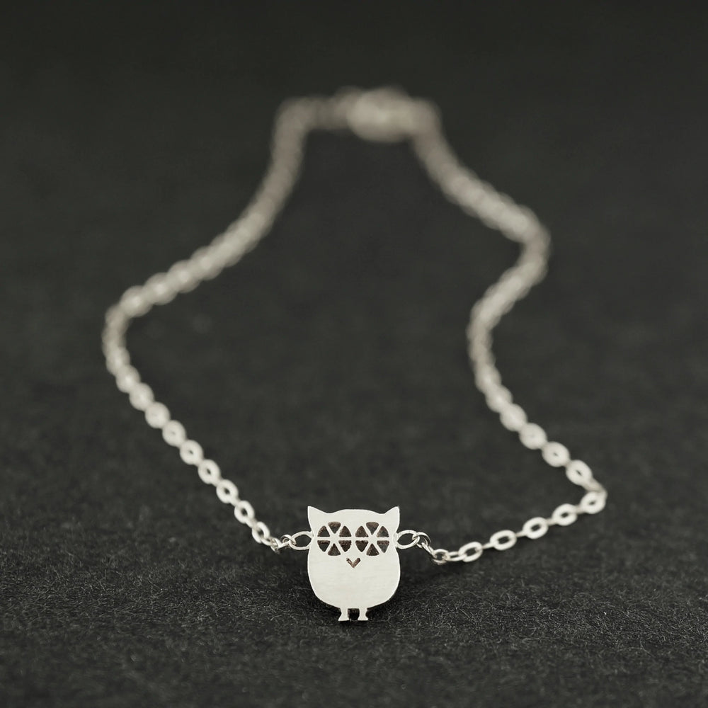 Dainty Miniature Owl Bracelet, Solid Silver | AF HOUSE