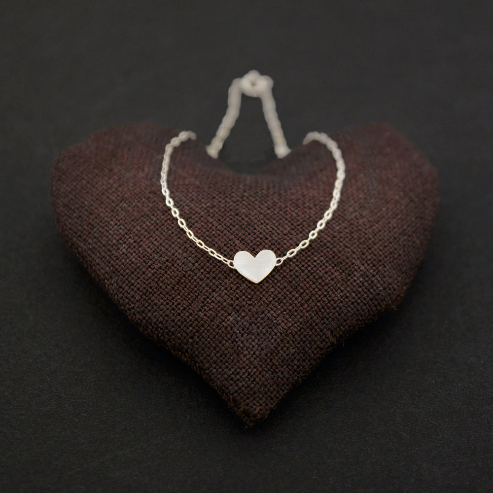 Wide Heart Necklace-Silver