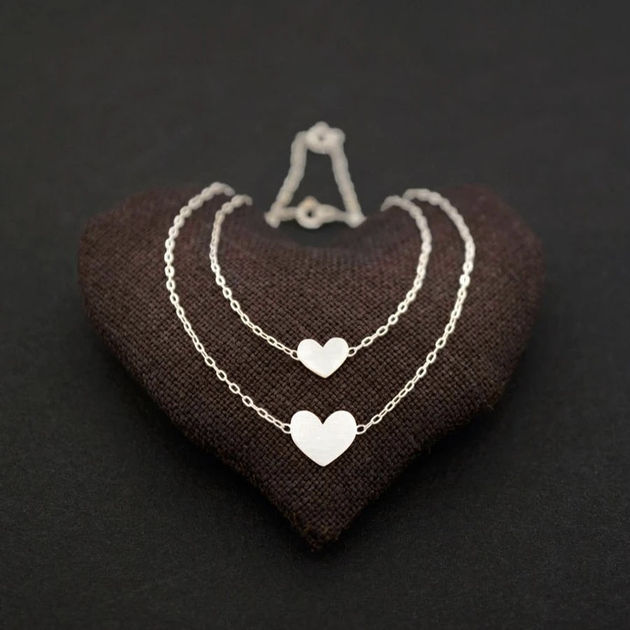 Wide Heart Necklace-Silver