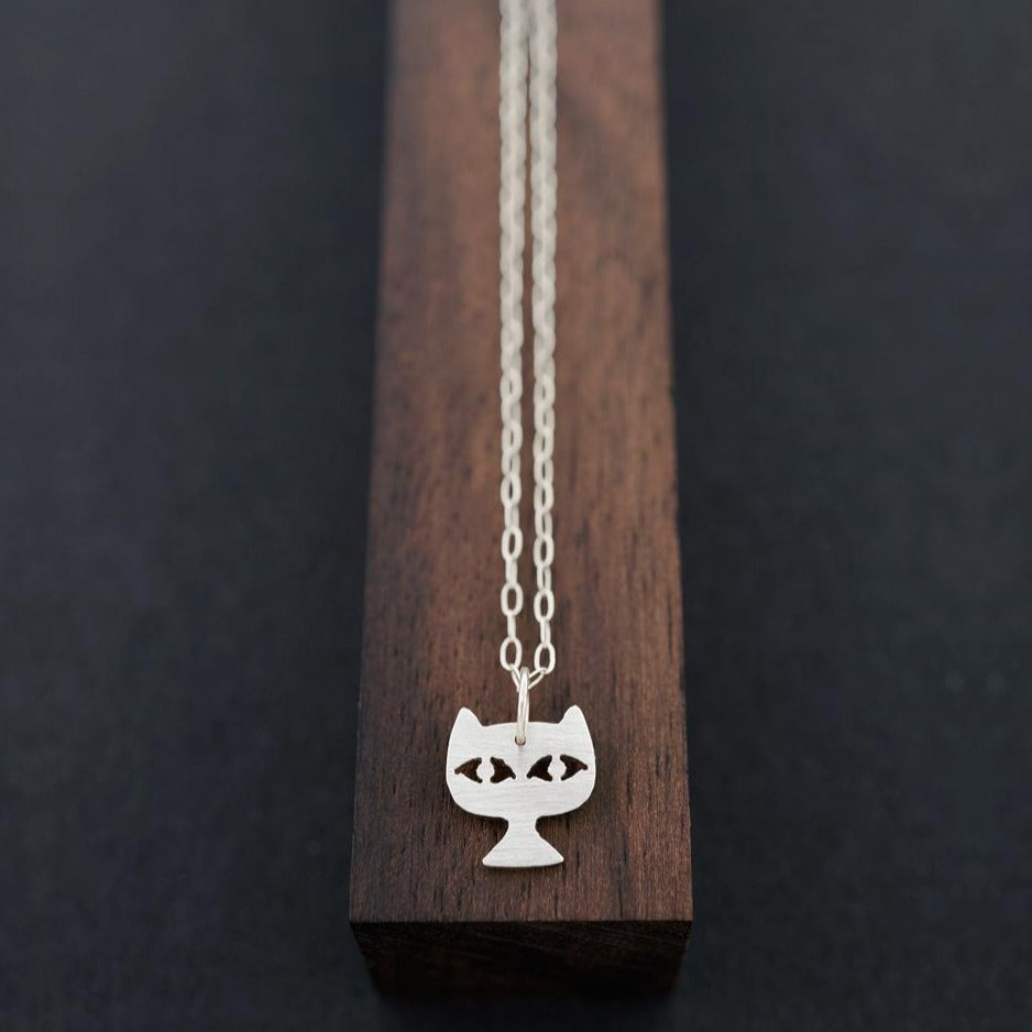 Cat Face Ketting-Zilver