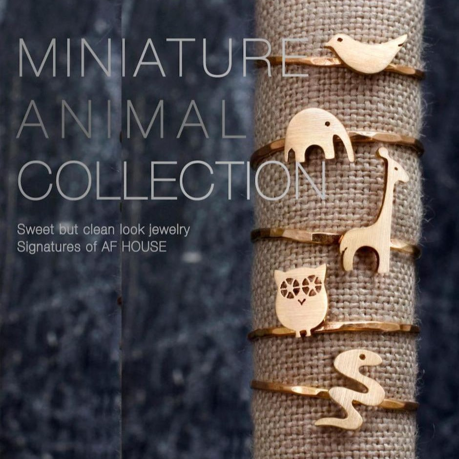 Dainty Minimalist Animal Ring in five styles - Bird Ring, Elephant Ring, Giraffe Ring, Owl Ring or Snake Ring