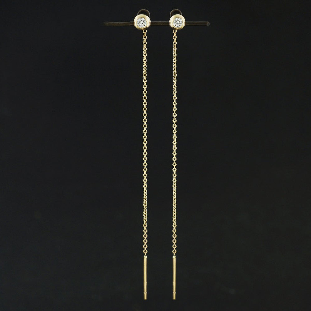 2mm Diamond Disc Drop Chain Earrings