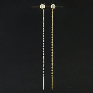 Diamond Disc Drop Chain Earrings