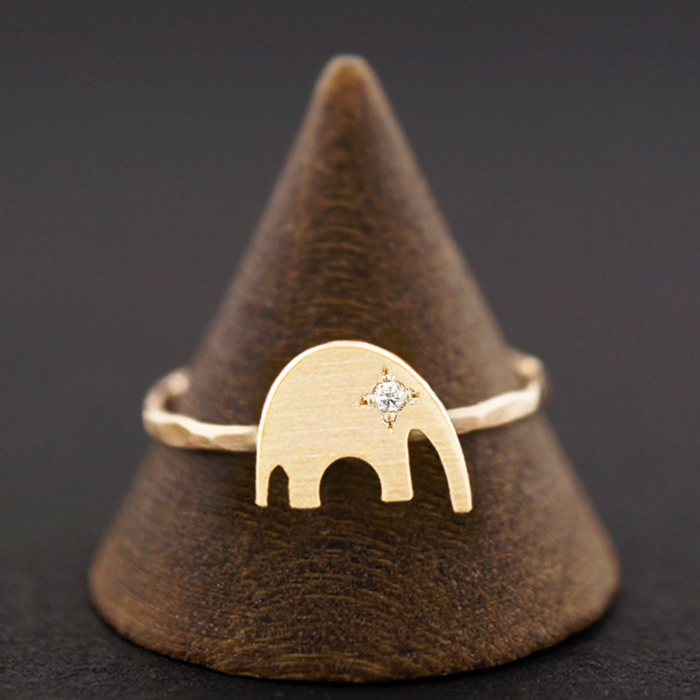 
            
                Load image into Gallery viewer, Elephant Ring 14K Gold with Diamond Eye | AF HOUSE
            
        