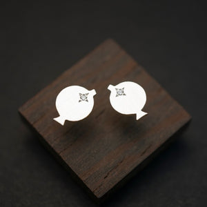 Fish  Stud Earrings - Silver