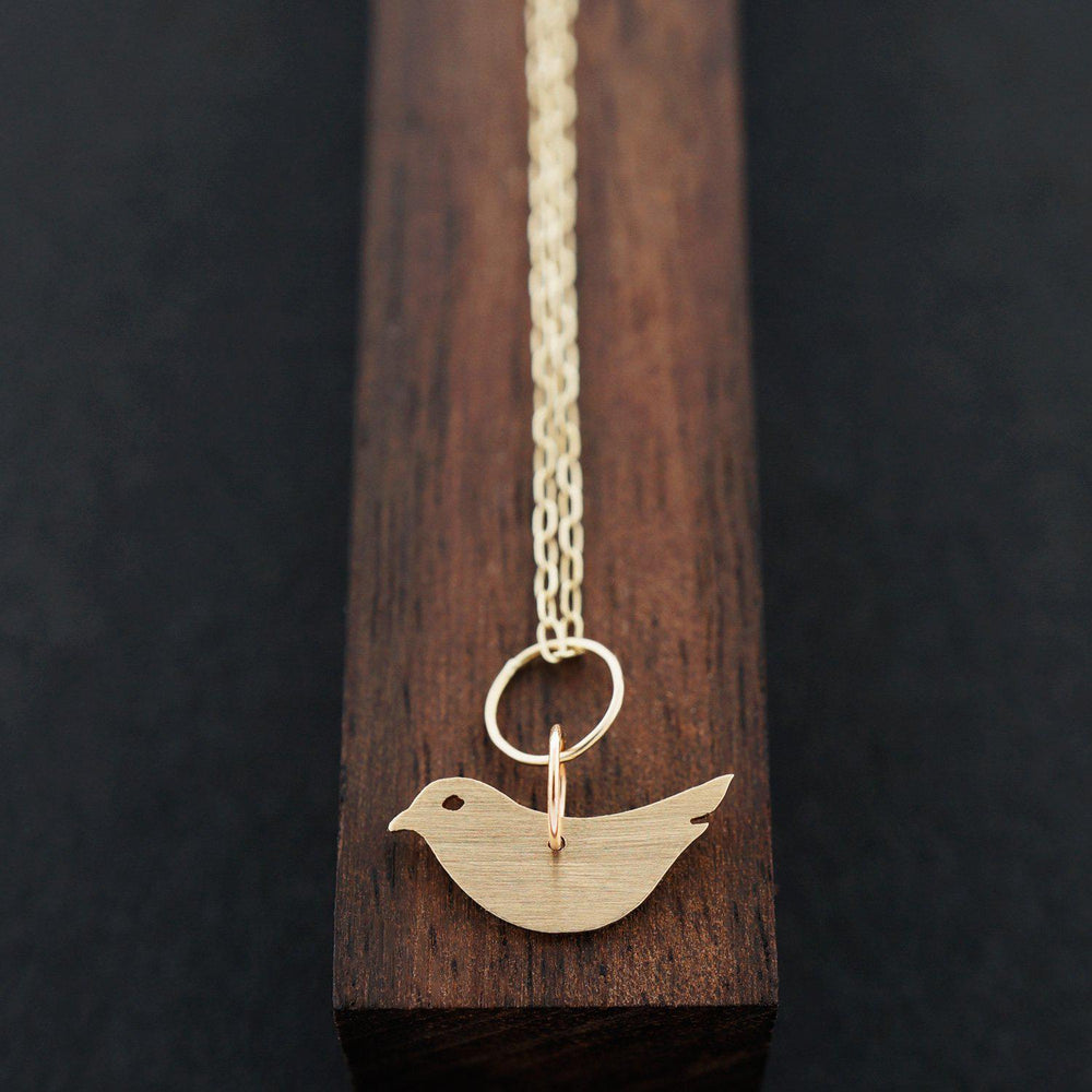 Minimalist Bird Necklaces, Solid Gold or Silver