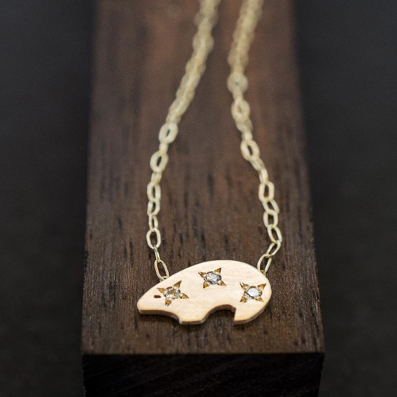 Polar Bear Necklace-14KY gold+diamond -AF HOUSE