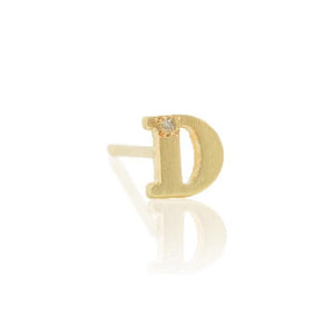 Small Initial with Diamond Stud Earring