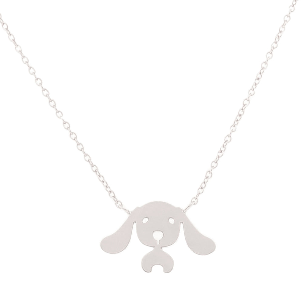 Long Eared Dog Necklace with Optional Diamond Ons, Solid 14K Gold or Silver