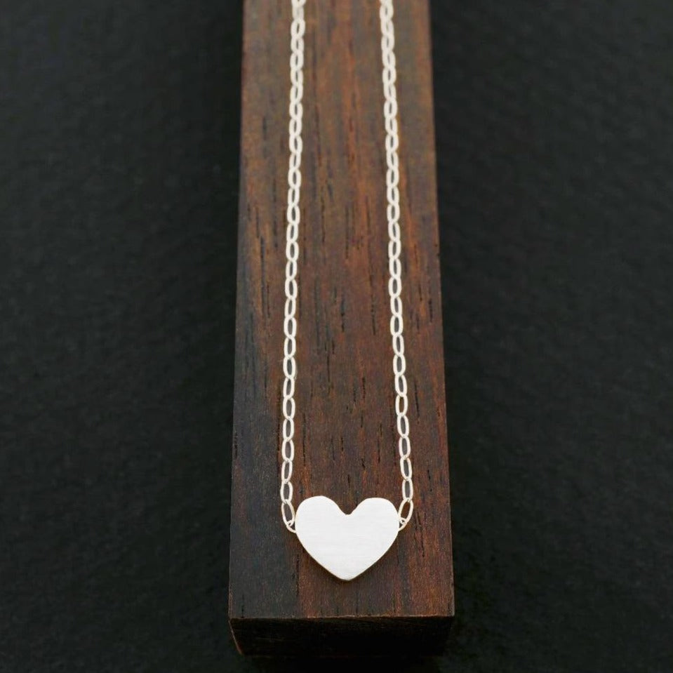 Wide Heart Necklace-Silver