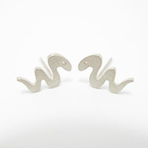 Snake Stud Earrings - Silver