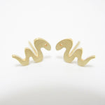Dainty Minimalist Snake Stud Earrings, 14k Y Gold | AF HOUSE
