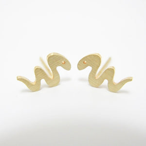 
            
                Load image into Gallery viewer, Dainty Minimalist Snake Stud Earrings, 14k Y Gold | AF HOUSE
            
        