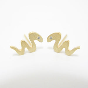 
            
                Load image into Gallery viewer,  Diamond Eye Snake Stud Earrings, 14k Y Gold | AF HOUSE
            
        